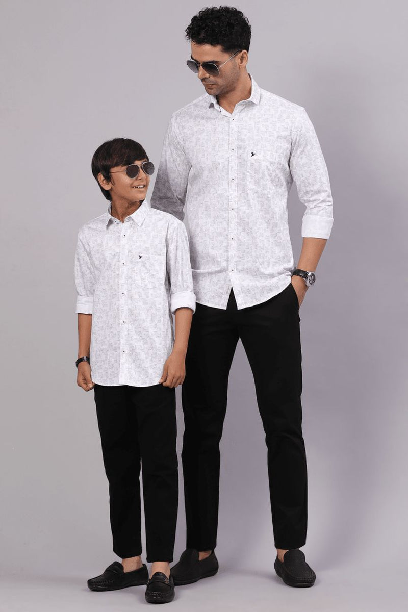 FATHER & SON - White Semi Hexagon Print