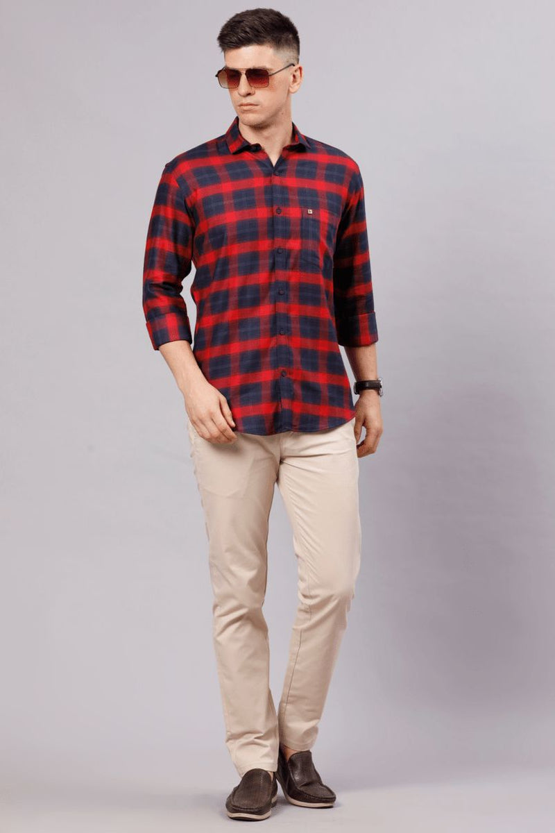 Bright Red & Navy Checks - Full-Stain Proof