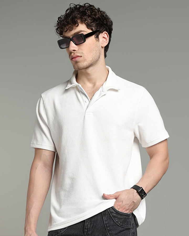 White Pop Textured - Polo Tshirt
