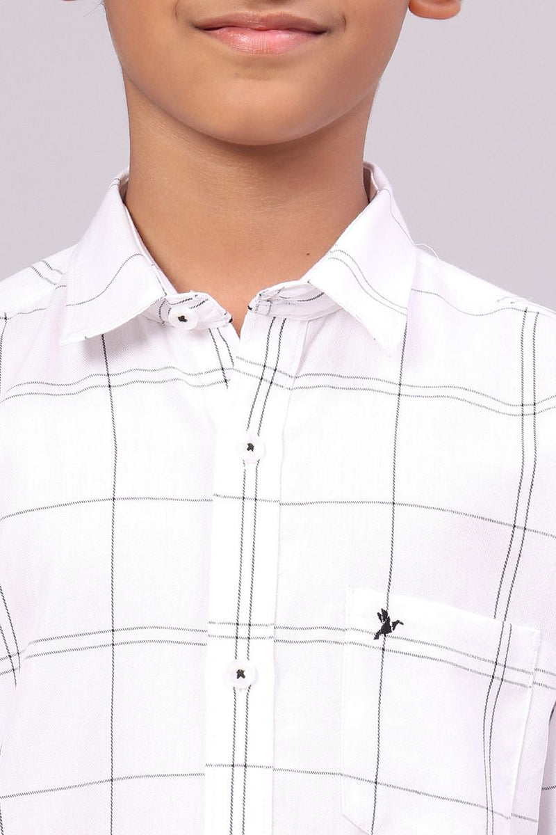 KIDS - White Double Checks-Full-Stain Proof Shirt