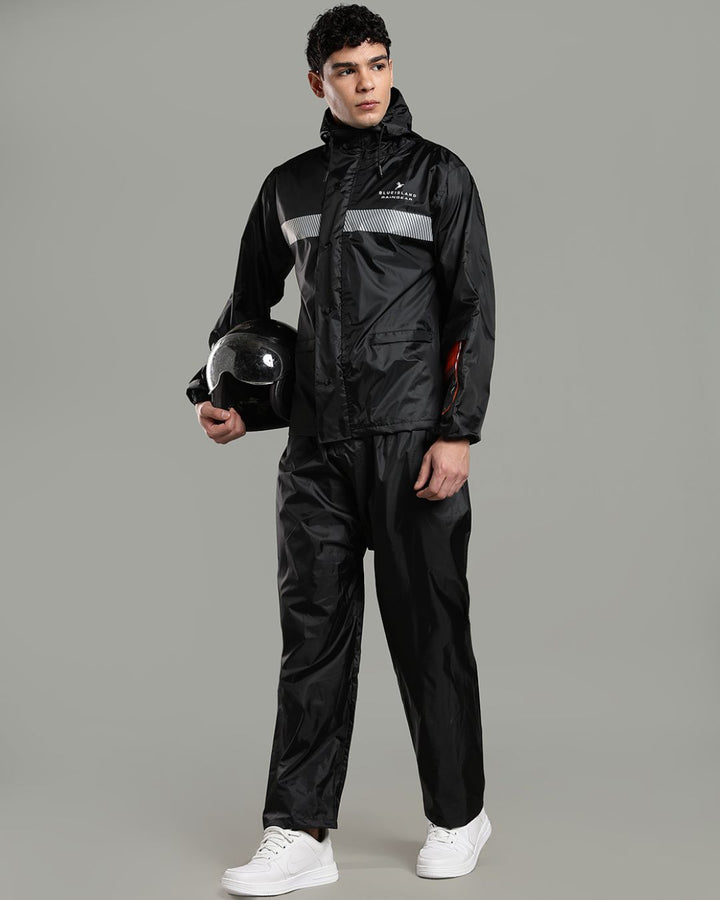 Black Reflector - Rain Jacket with Pant and Mobile Pouch