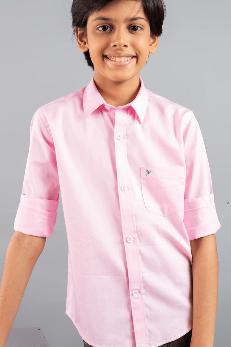 KIDS - Baby Pink Solid Shirt-Stain Proof Shirt