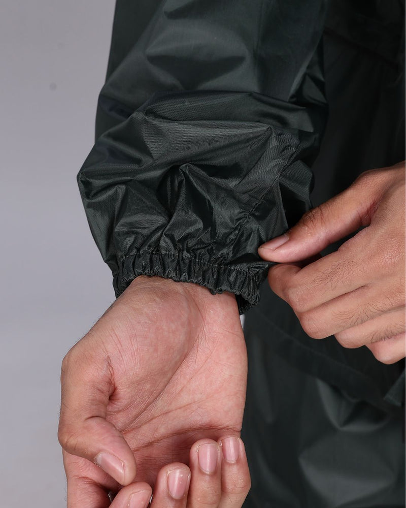 Military Green - Rain Jacket with Pant and Mobile Pouch