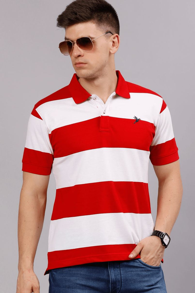 Red Horizontal Stripes TShirt - Stain Proof