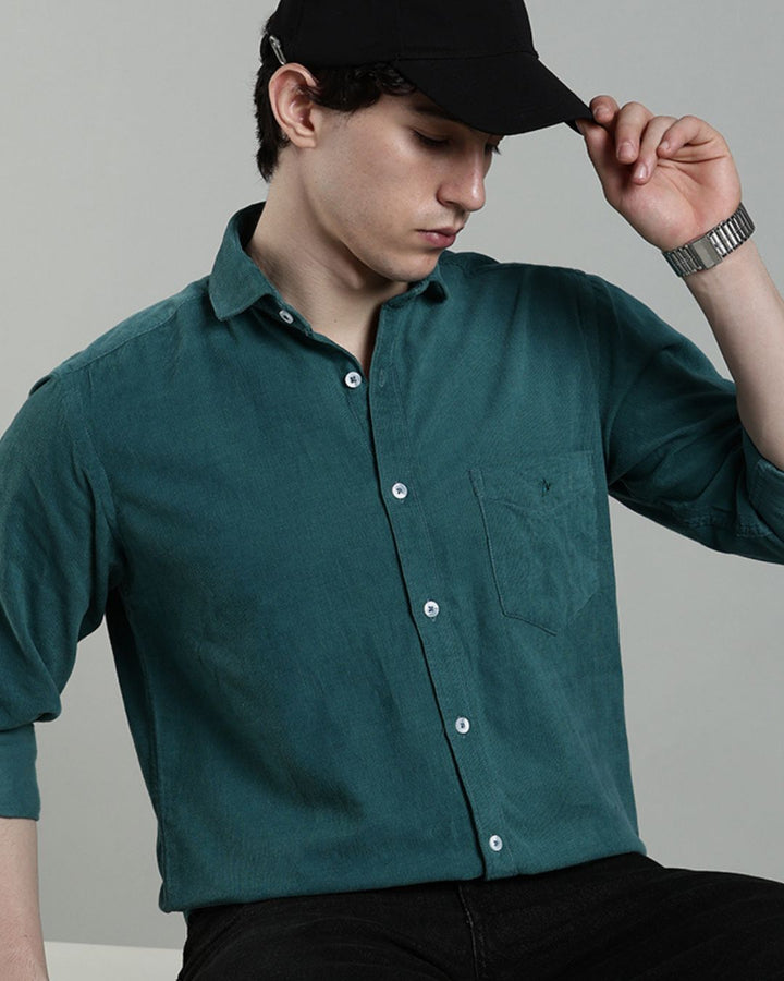 Peacock Green - Full-Corduroy Shirt