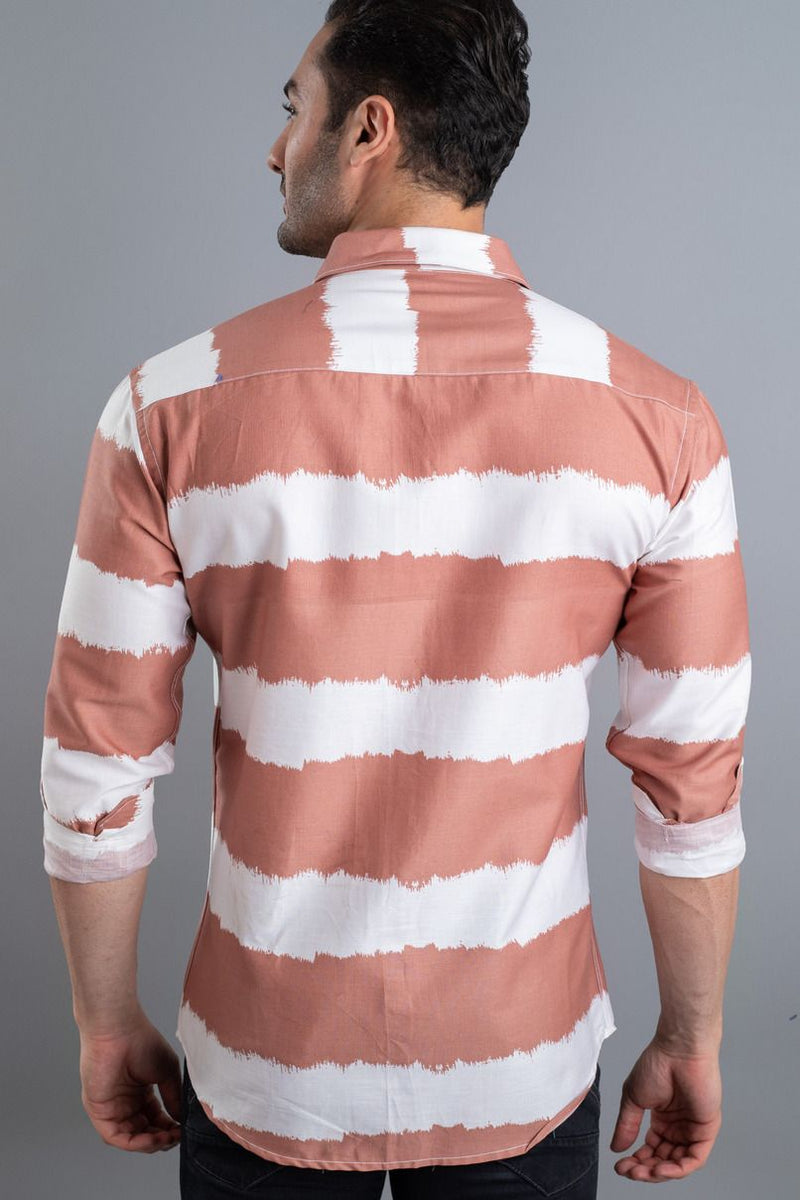 Copper Brown and White Stripes - Full-Stain Proof