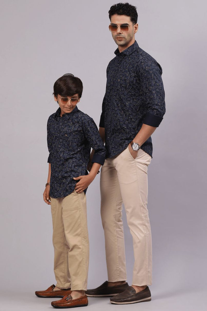 FATHER & SON - Navy Semi Hexagon Print