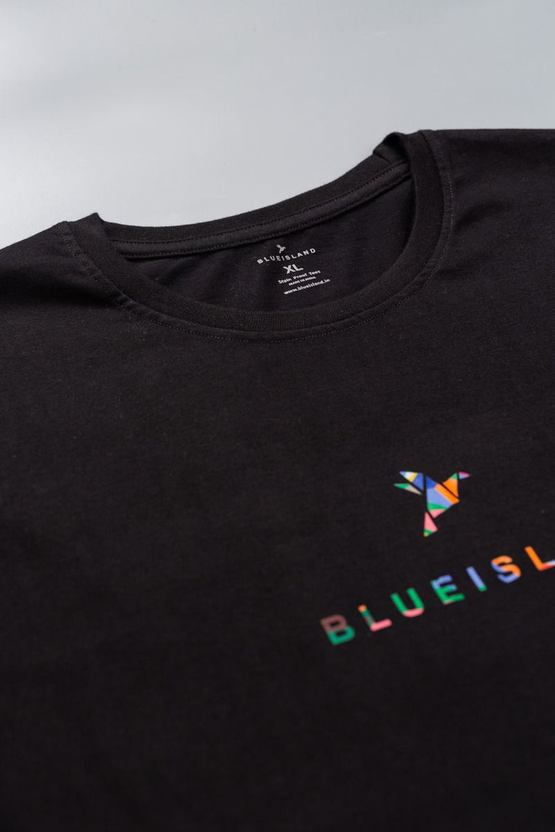 Black with Multi Colour - Full Sleeve TShirt - Stain Proof