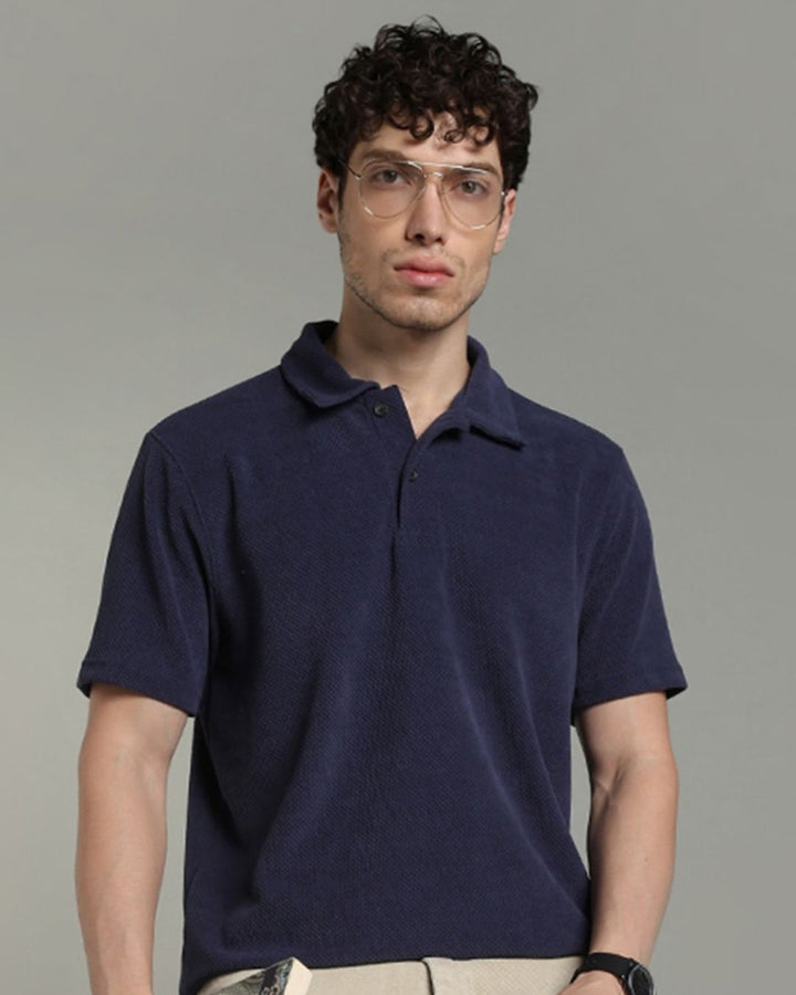 Metal Blue Pop Textured - Polo Tshirt