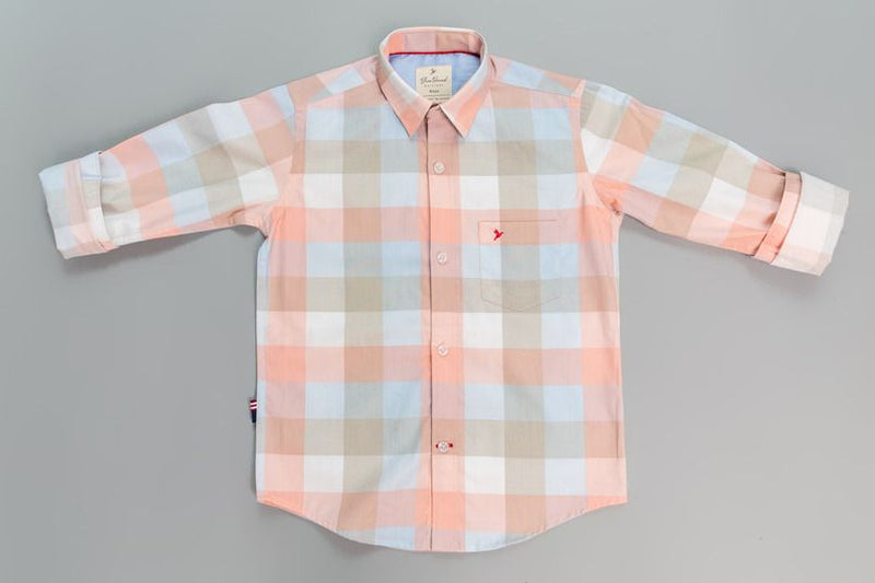 KIDS - Fawn Pink Box Checks-Stain Proof Shirt