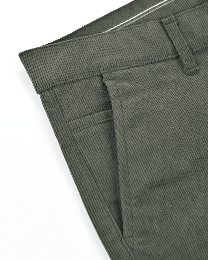 Olive Green Fine Stripe - Corduroy Pant