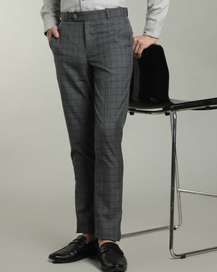 Slate Grey Box Checks - Wrinkle free Formal Pant