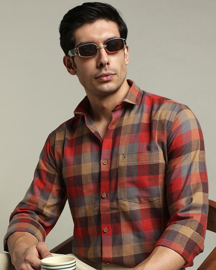 Rust Brown & Grey Checks - Full-Stain Proof