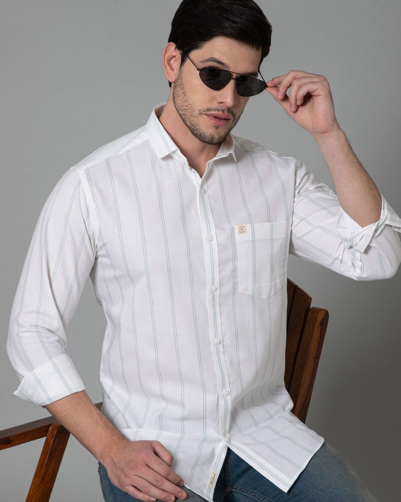Green & White Linear Stripes - Full-Stain Proof