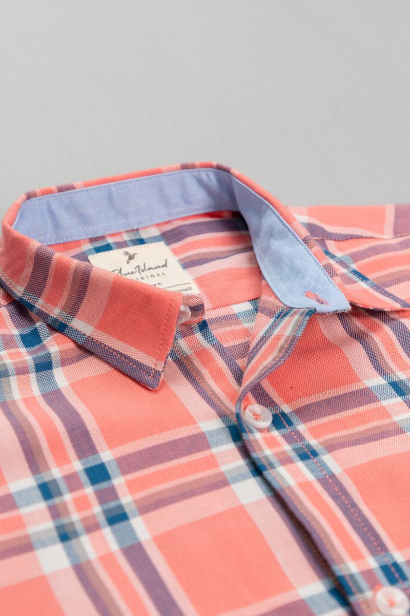 KIDS - Bright Pink Checks-Stain Proof Shirt