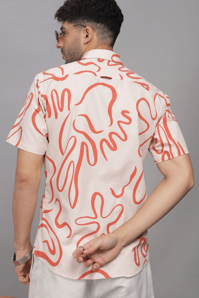 Tango Orange Print - Half Sleeve - Stain Proof