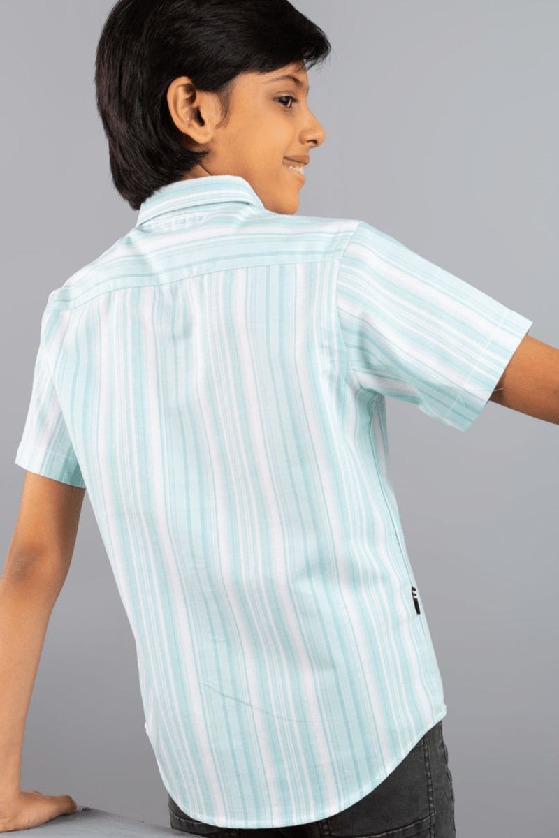 KIDS - Turquoise Blue Vertical-HALF-Stain Proof Shirt