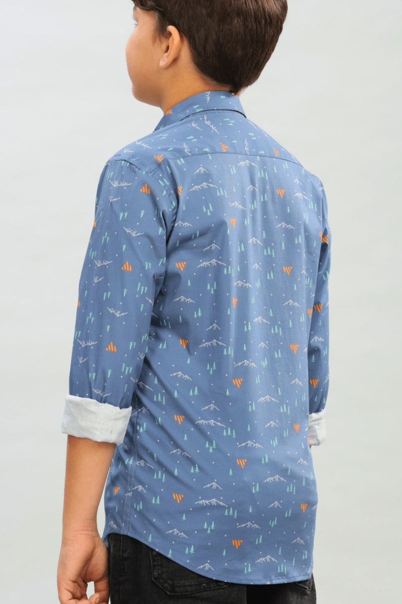 KIDS - Blue Mountain Print -Stain Proof Shirt