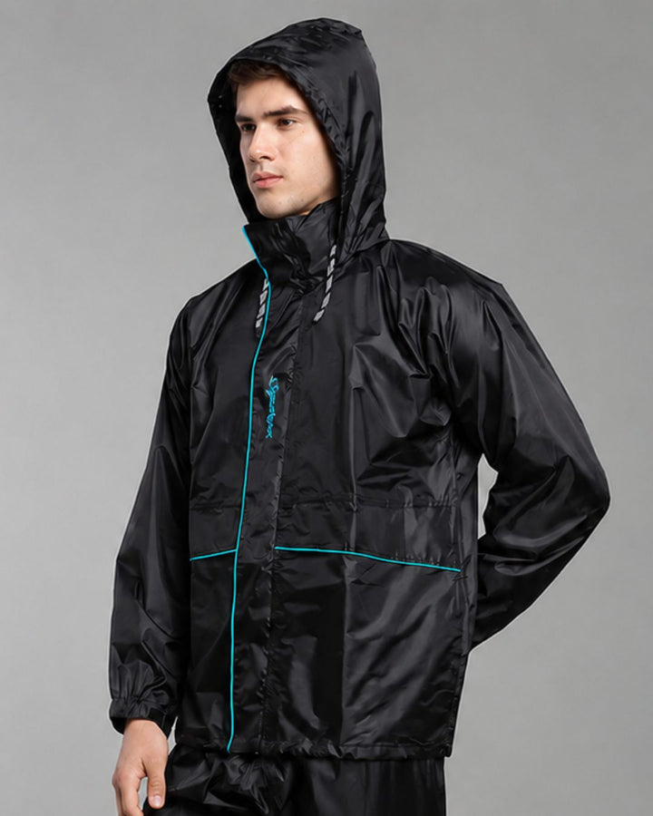 Sparker Black with Teal - Rain Jacket with Pant