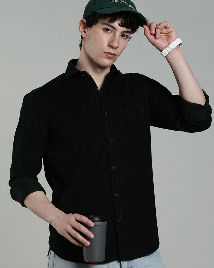 Bottle Green - Full-Corduroy Shirt