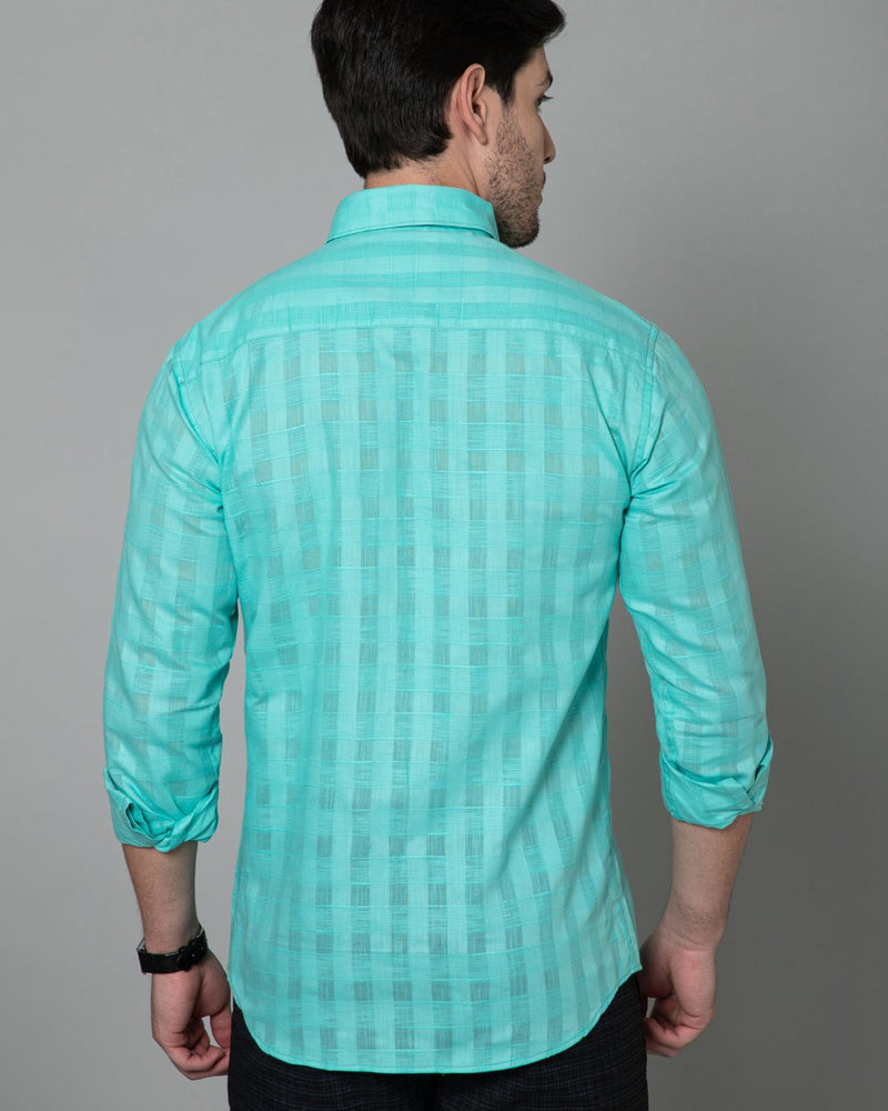 Turquoise Green Self Checks - Full-Stain Proof