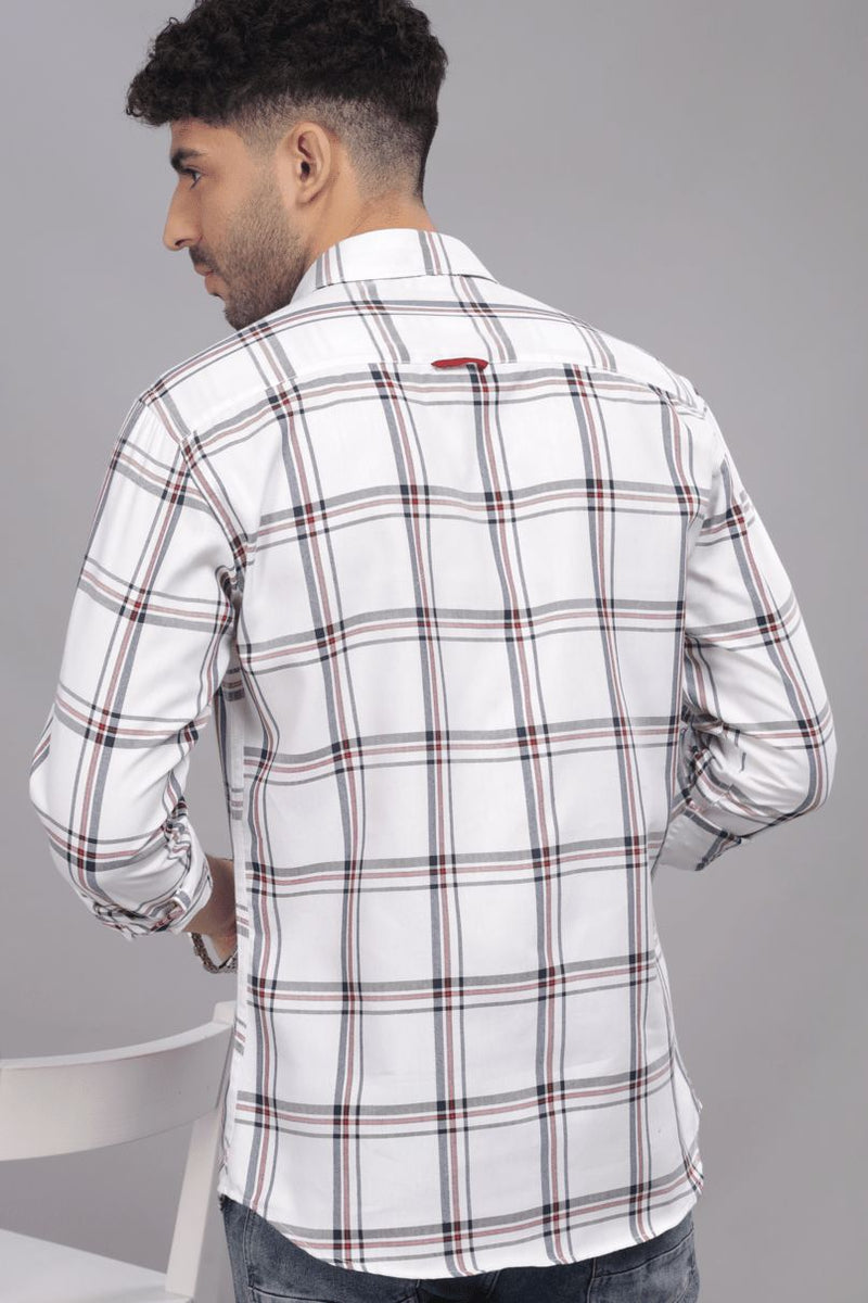 White & Navy Red Checks - Full-Stain Proof