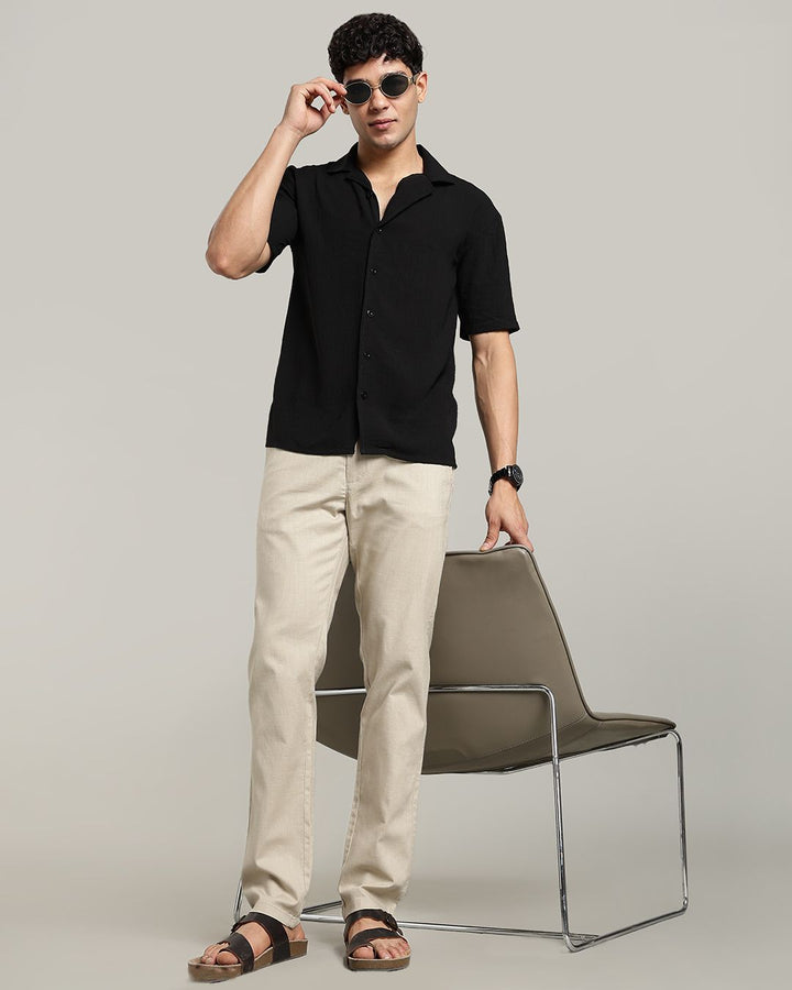 Dusty Cream - 2 way stretch - COTTON LINEN PANT