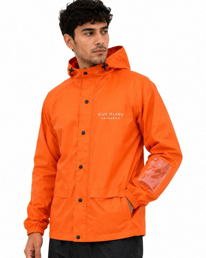 Fanta Orange - Rain Jacket with Black Pant and Mobile Pouch