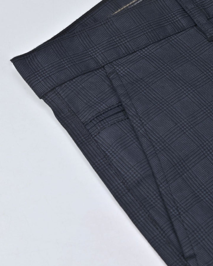 Black Multi Line Checks - 2 way stretch - COTTON PANT