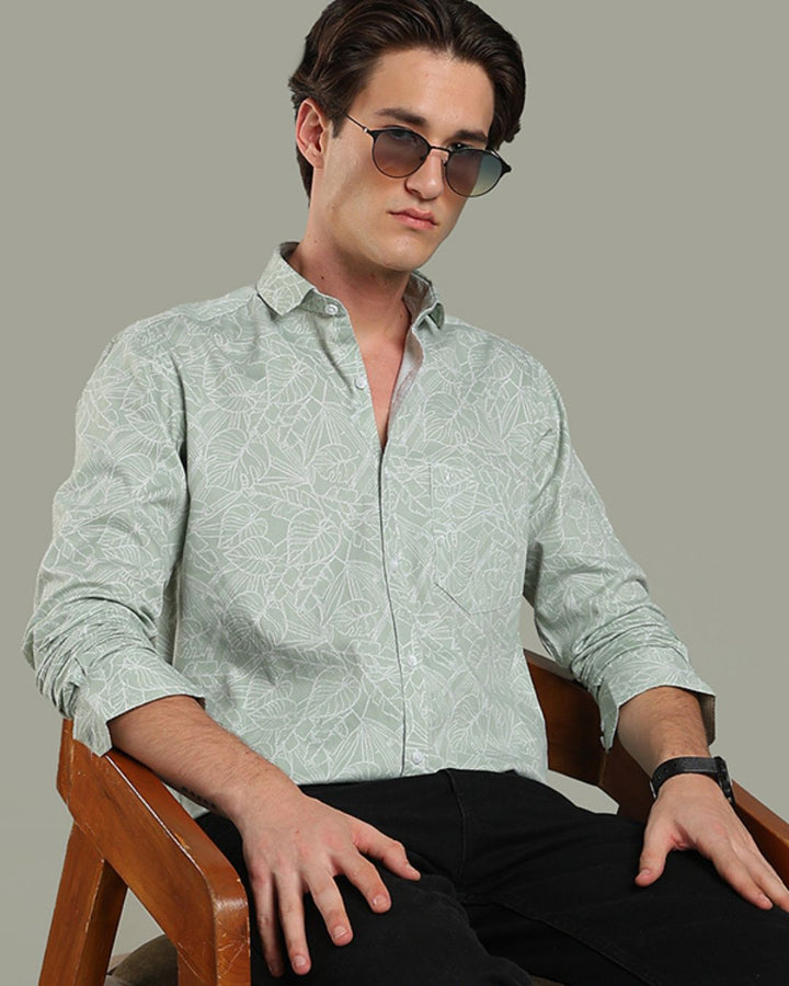 Green Leafy Print-Full-Stain Proof