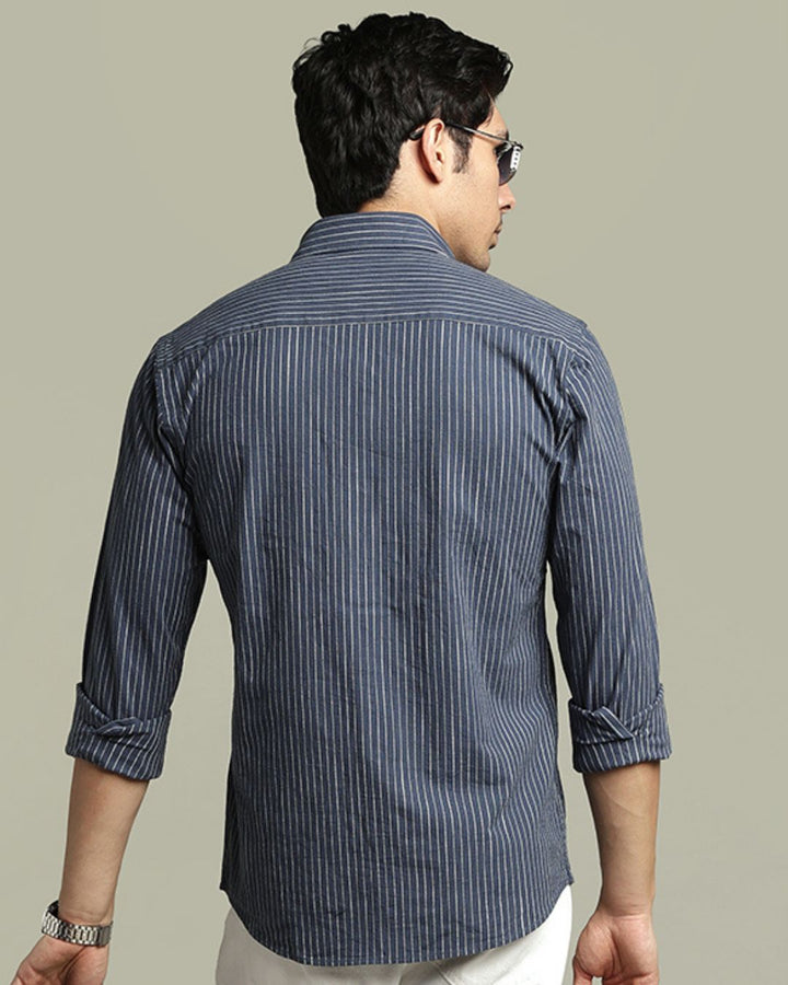 Slate Navy & White Pin Stripes - Full-Stain Proof