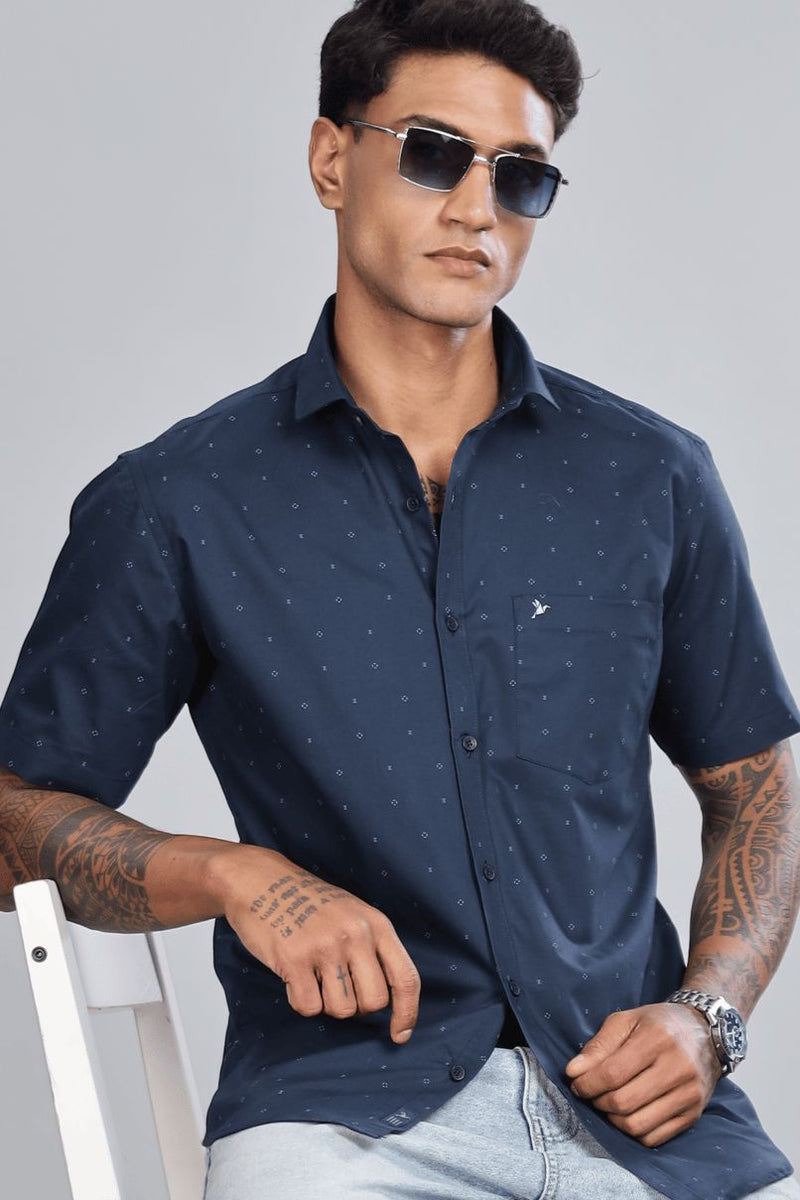 Navy Twinkle Print - Half Sleeve - Stain Proof