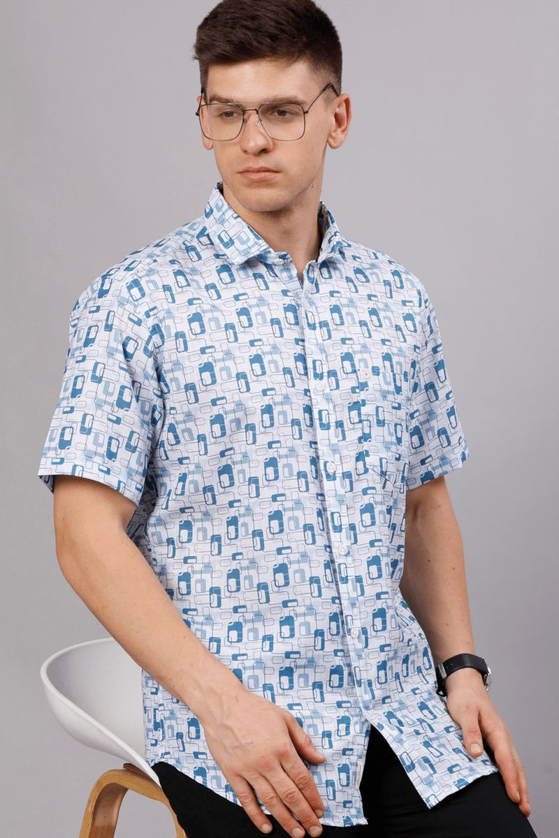 Blue Multi Capsule Print - Half Sleeve - Stain Proof