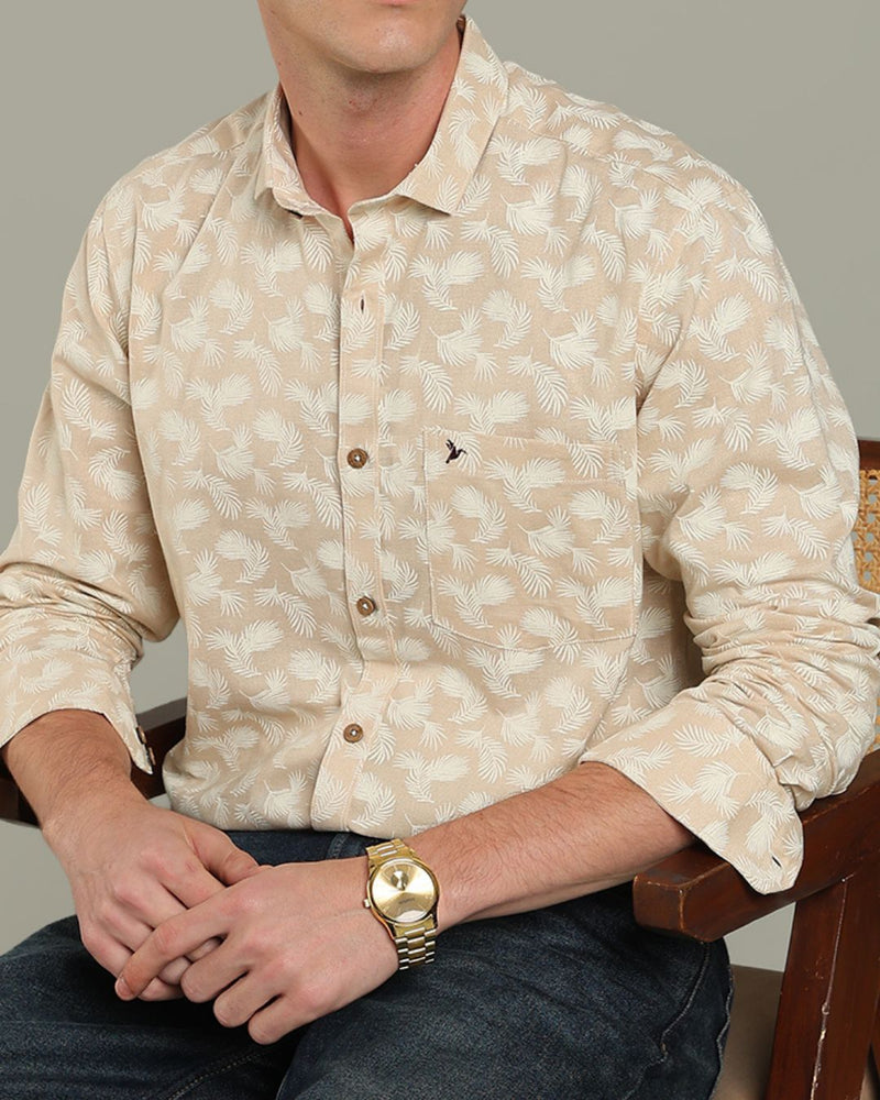 Sandal Cream Leaf Print - Full-Stain Proof
