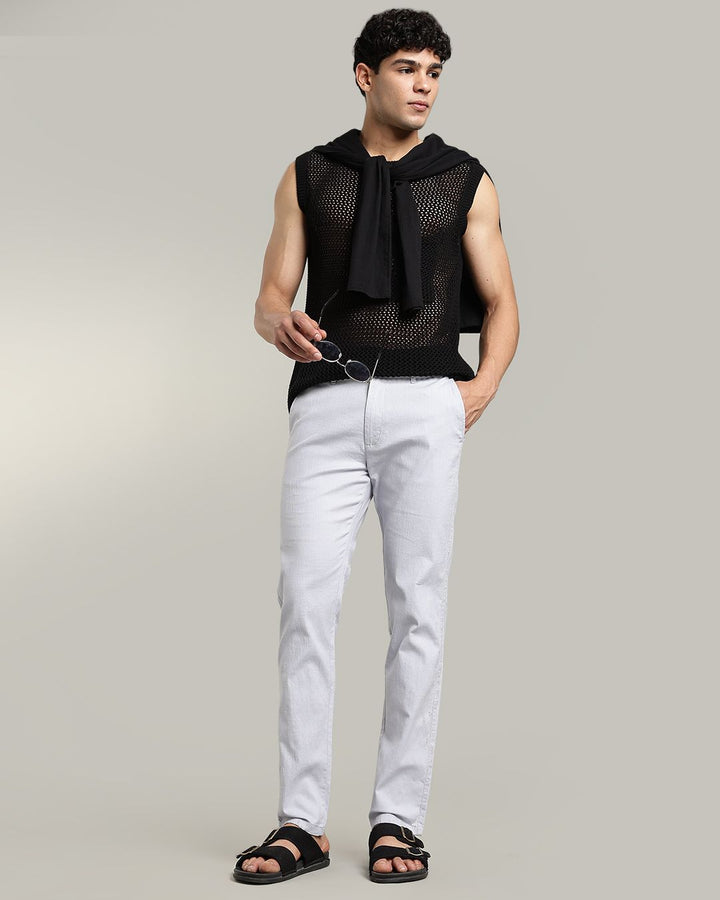 Lite Blue - 2 way stretch - COTTON LINEN PANT