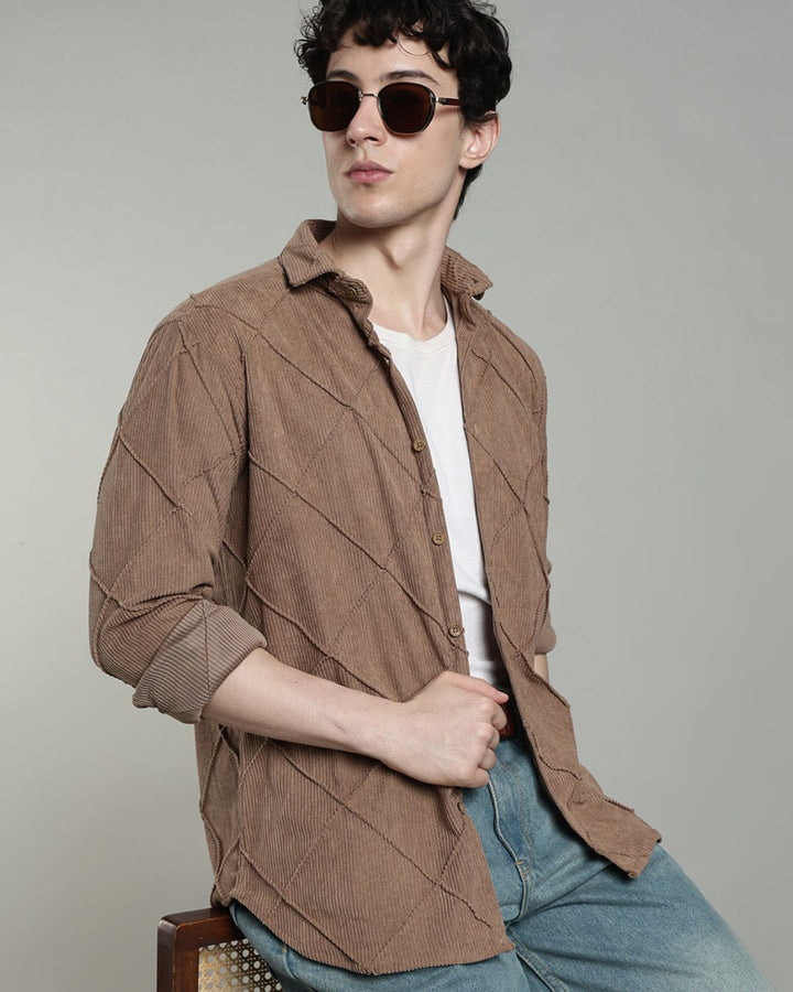 Brown Thread Checks - Full-Corduroy Shirt