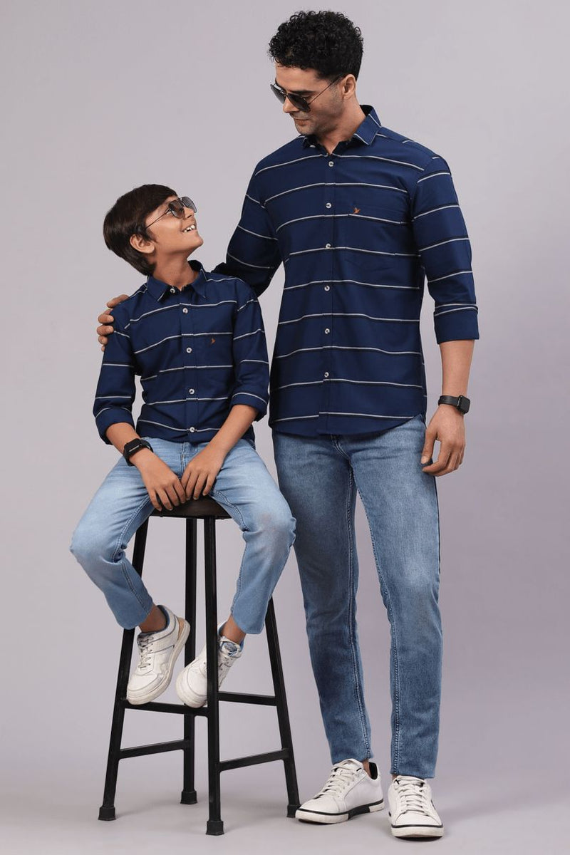 FATHER & SON - Royal Blue Horizontal Stripes