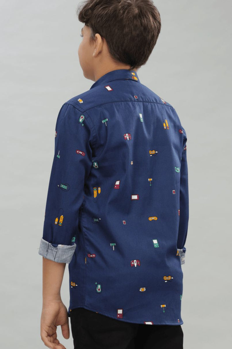 KIDS - Navy Gameboy Print -Stain Proof Shirt