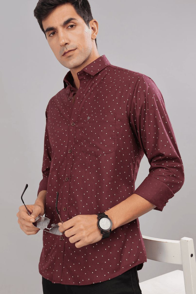 Maroon Polka Print -Full-Stain Proof