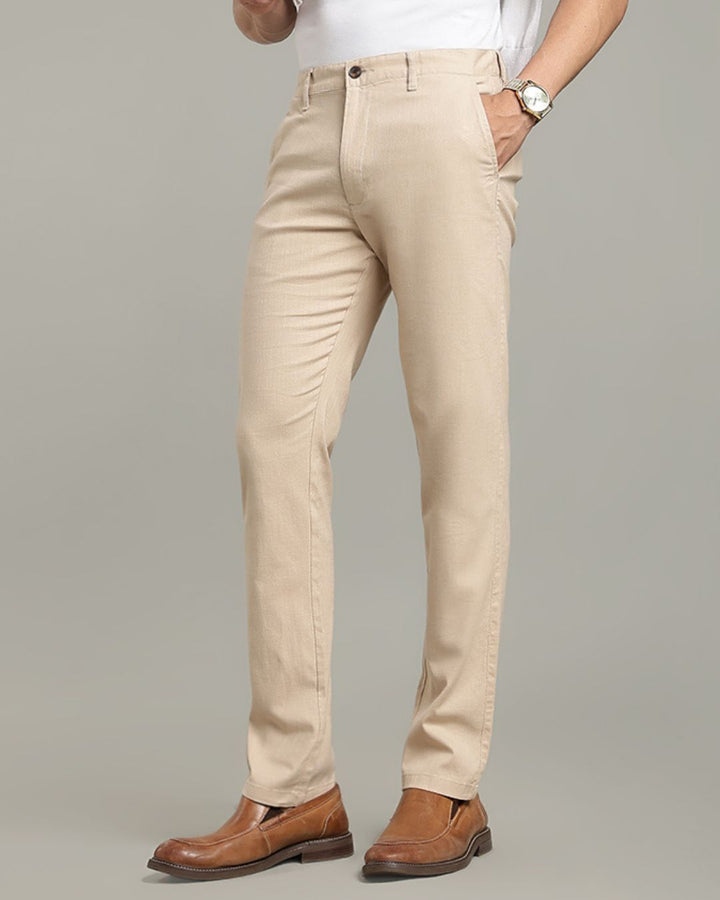 Dark Cream - 2 way stretch - COTTON LINEN PANT
