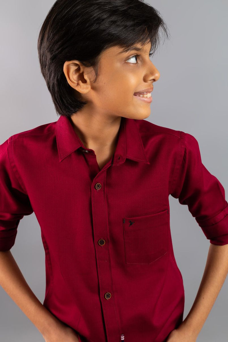KIDS - Cherry Red Solid-Stain Proof Shirt