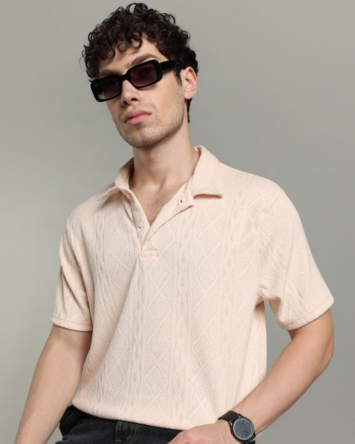 Cream Infinity Textured - Polo Tshirt
