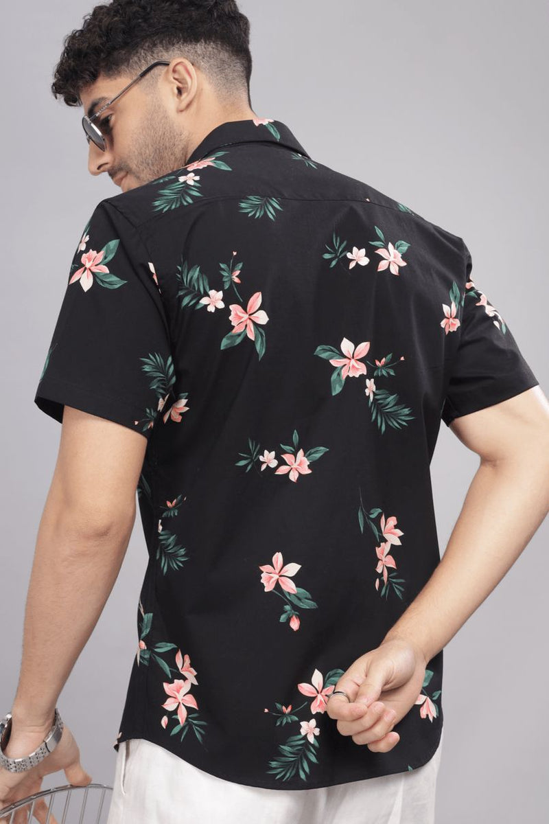 Black Orchid Print - Half Sleeve - Stain Proof