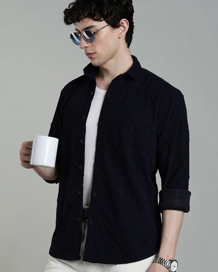 Navy Thread Checks - Full-Corduroy Shirt