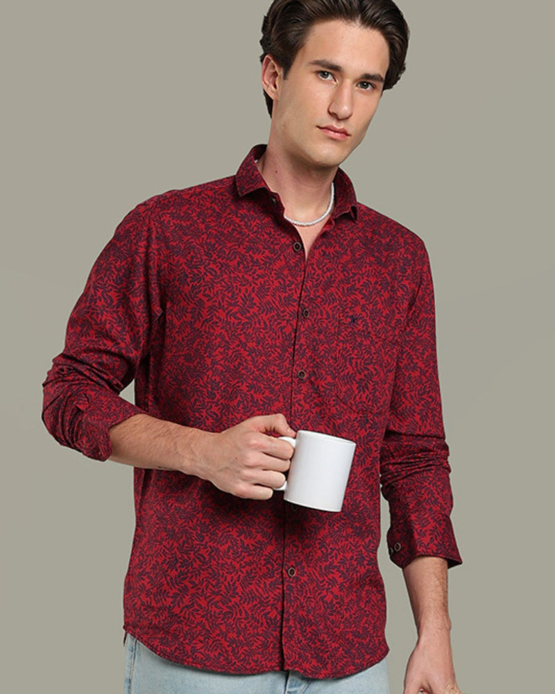 Reddish Leaf Print -Full-Stain Proof