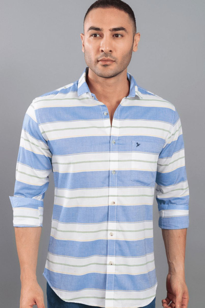 Bright Blue and White Stripes - Full-Stain Proof
