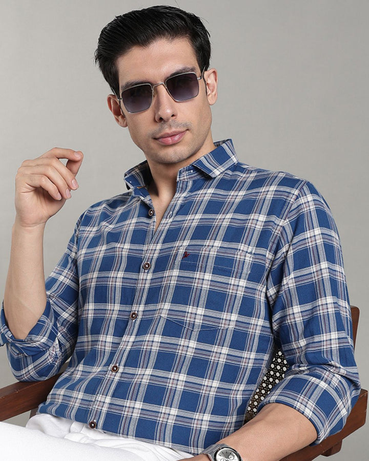 Cobalt Blue & White Checks - Full-Stain Proof