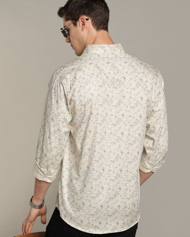 Beige & Teal Print -Full-Stain Proof