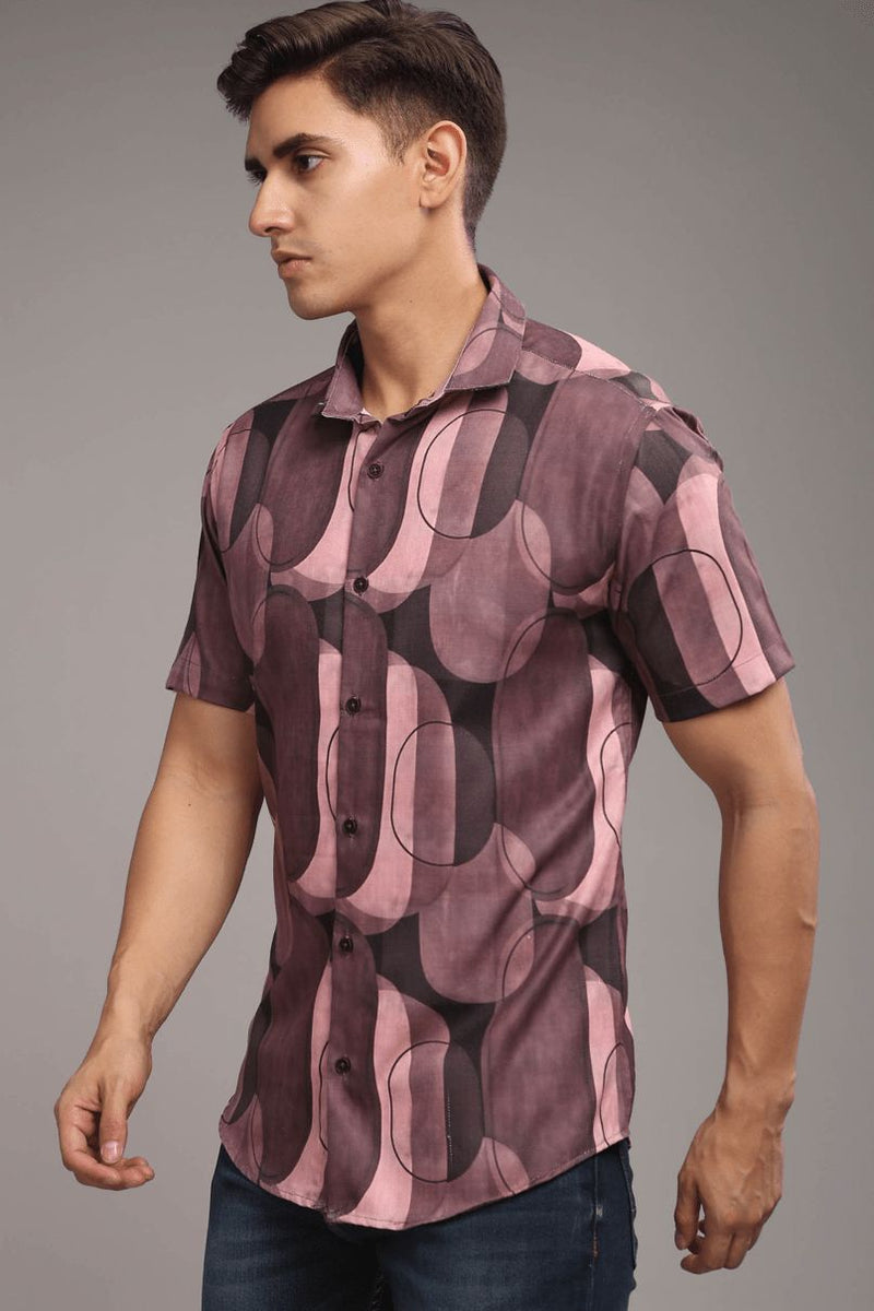 Multi Shape Pink Printed shirt - Half - Wrinkle Free