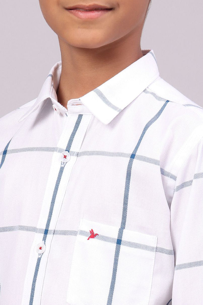 KIDS - Navy on White Large Checks-Full-Stain Proof Shirt